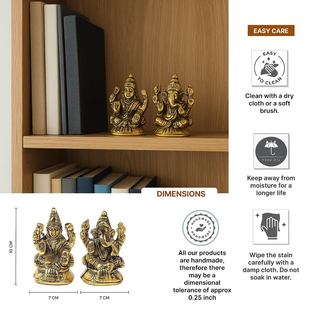 Laxmi Ganesh Figurine | Decorative God Idol for Home | Pooja Idol & God Murti | Diwali Decoration & Gift Article (L7 x W7 x H10 cm)