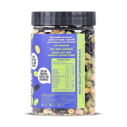 Urban Platter Roasted Salted 3-in-1 Soybean, 150g (44% Protein, 17% Fiber, Lightly Salted Green Edamame, Black & White Soybeans, Highest Plant Protein Supersnack)