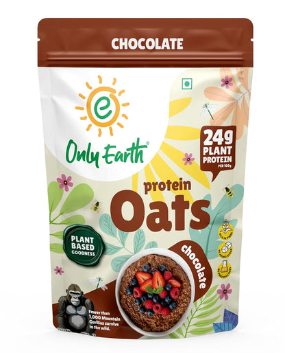 Only Earth Protein Oats | Chocolate | High Protein Instant Oats | 24g Plant Protein | High Fibre | Dairy-Free | No Added Sugar | With Pea Protein, Cocoa & Seeds | Easy Breakfast | 350g