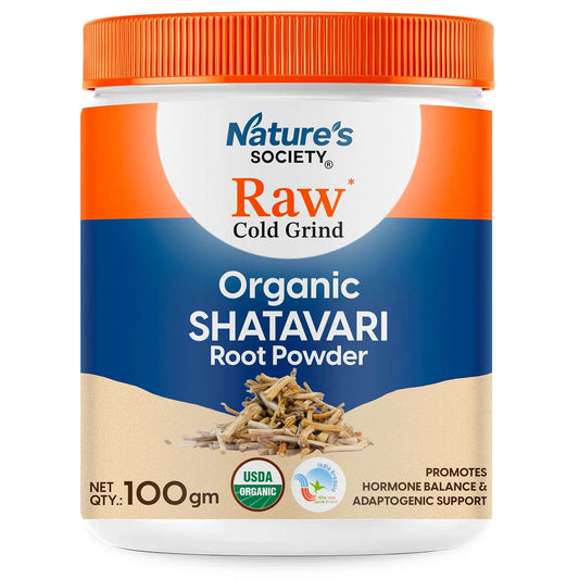 The Nature's Society Organic Shatavari Powder 100g | Raw Cold Grind | USA & India Organic Certified | Pure Shatavari Root | Supports Women's Hormonal Wellness & Lactation | Ayurvedic | Non-GMO