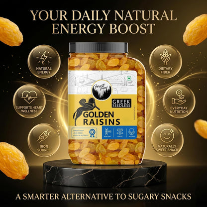 Forest Found Greek Seedless Golden Raisins | Large Golden Kishmish | Natural Dried Grapes for Energy | High Antioxidant Kishmish for Immunity & Skin Health