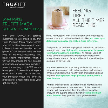 Trufitt Peruvian Yellow Maca Root Powder, Organic Herbal Supplement | Improves Energy And Stamina | Good For Men And Women - 100 GMS