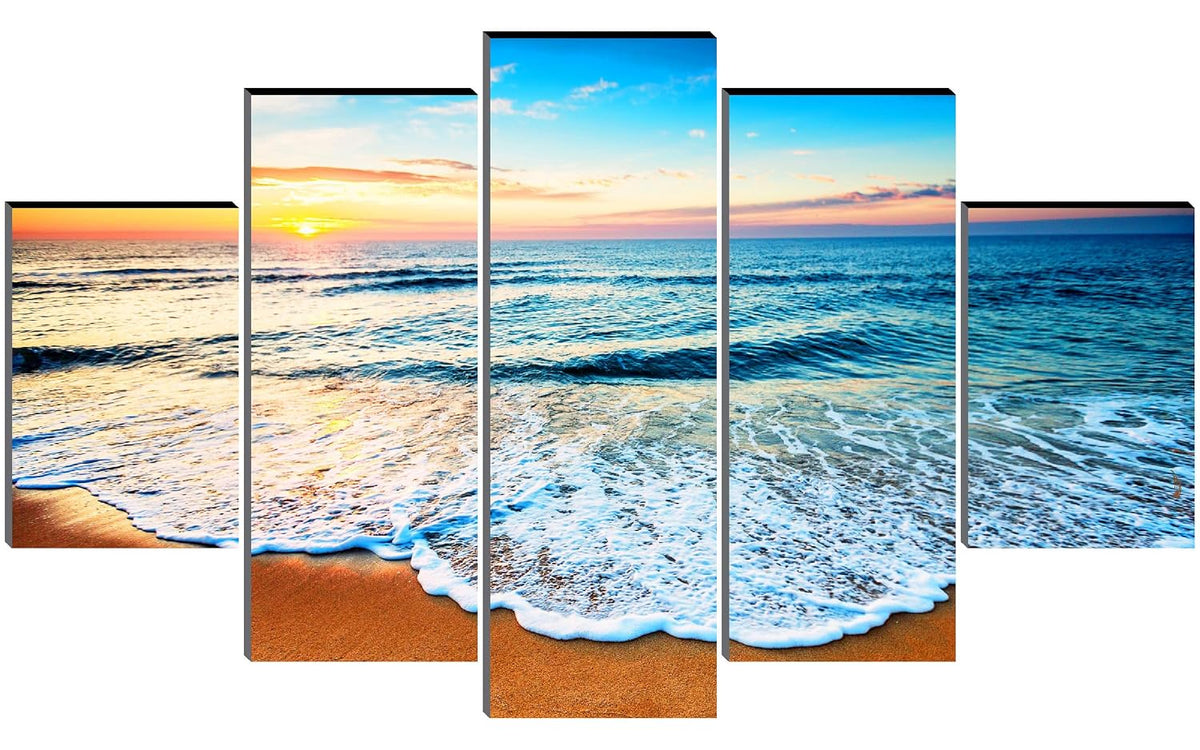 sea scenery wall Painting for Living Room | Painting for Wall Decoration | Wedding Gift for Couples | 3D Painting for Bedroom | Abstract Painting Set of 5 (75x45 cm) SANFPNLS32663