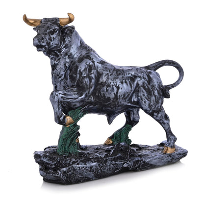 Feng Shui Charging Bull Resin Statue | Running Bull Home Decor Idol Statue - Contemporary Art Piece for Elegant Interiors(12x12 Inches)