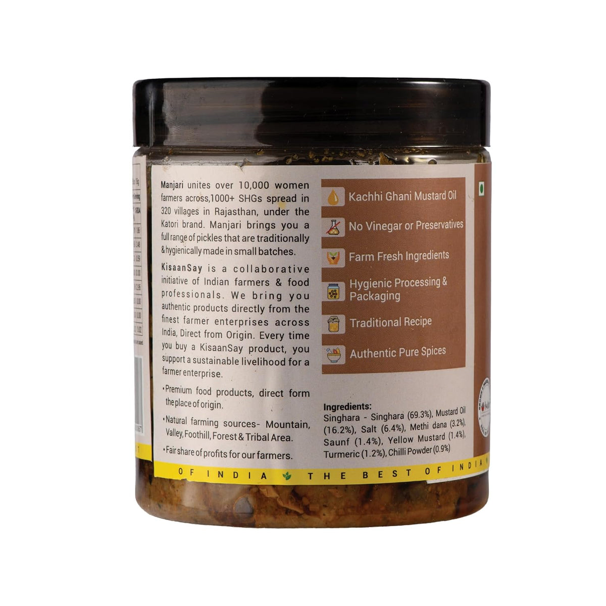 KisaanSay Rajasthani Water Chestnut Pickle 400GM | Rajasthani Singhara | Natural Sun Dried | Singhare ka Achar | Spicy Homemade Achaar With Mustard Oil | Teekha Ghar Ka Pickle | No Garlic | No Chemical Preservatives| spicy singhada pickle