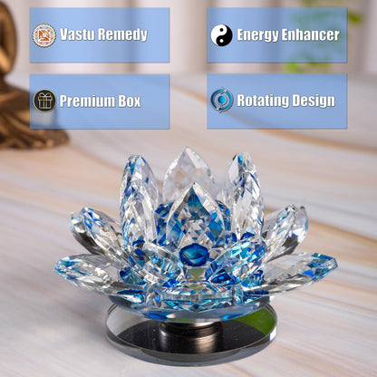 Crystal Lotus Flower Glass Showpiece, Decor -8.5 x 5.5 CM