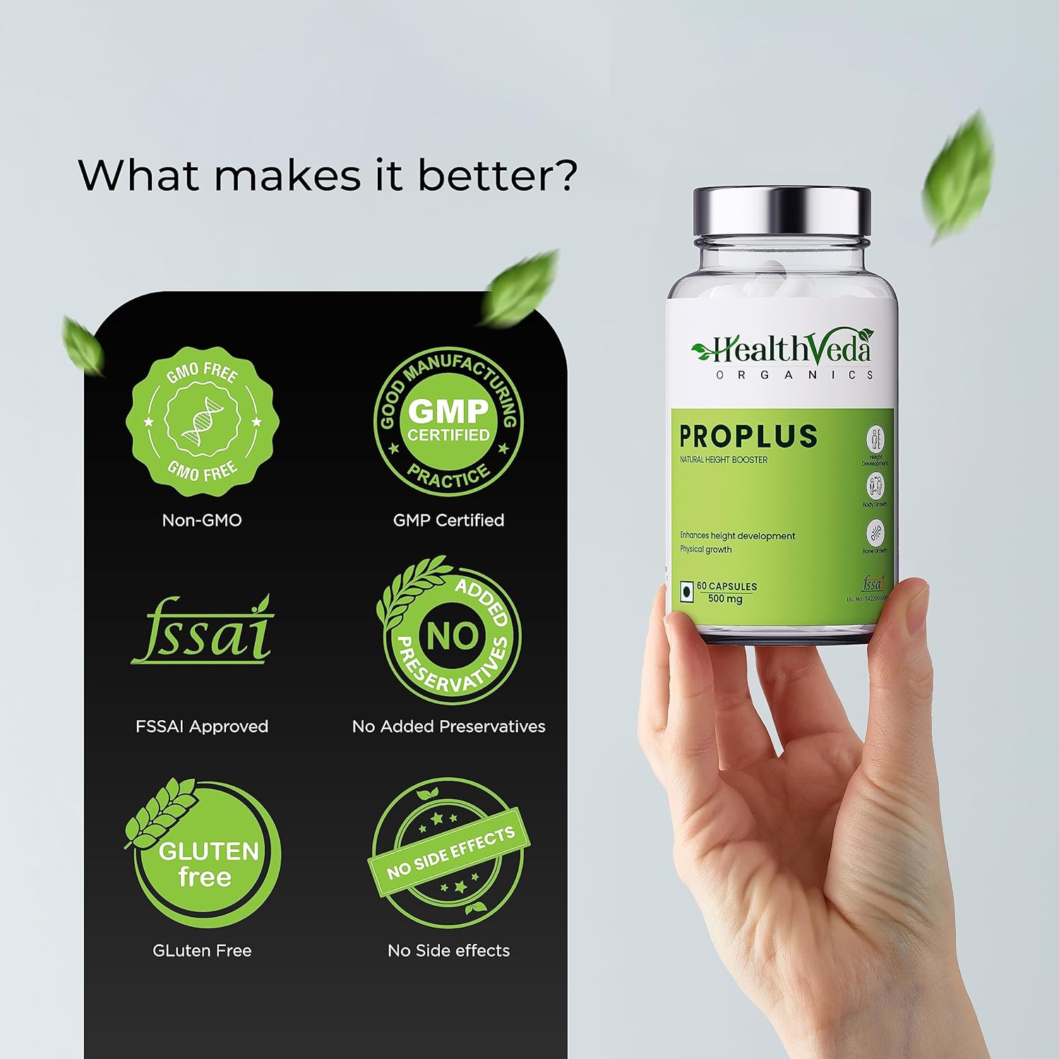 Zephivo HEALTH VEDA ORGANICS PRIVATE LIMITED ProPlus, 500mg | Improves Bone Strength | 60 Veg Capsules | For Both Men & Women