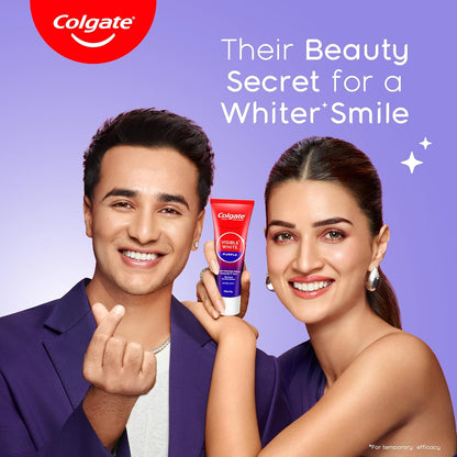 Colgate Visible White Purple Toothpaste for Teeth Whitening, Colgate Toothpaste with Fluoride, Tooth Paste Helps Remove Surface Stains, Whitens Yellow Teeth, Enamel-Safe for Daily Use Paste (75g)