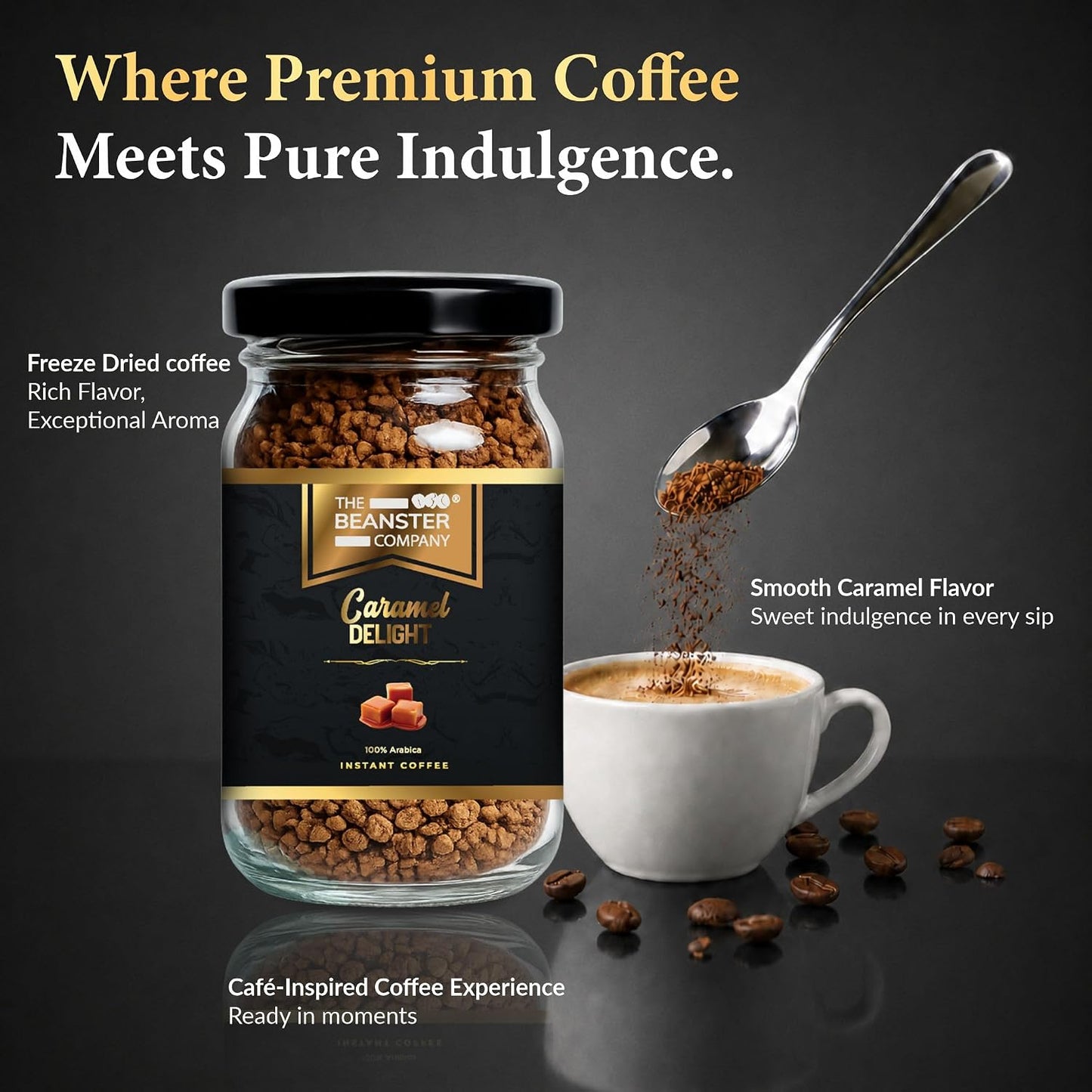 The Beanster Company 100% Arabica Caramel Delight Instant Coffee, 50g