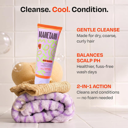 Manetain Co-Wash for Curly Hair - 100ml | 2 in 1 Shampoo & Conditioner | Non-foaming | Sulphate and Paraben Free | CG Friendly | Suitable for Dry and Frizzy Hair