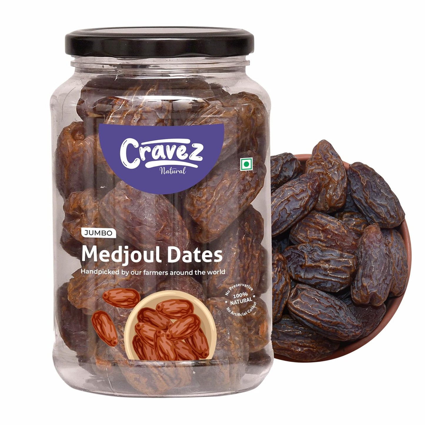 cravez Premium Medjool Dates (Medjoul) 400 Gram|Jumbo,Juicy,And Naturally Sweet|Healthy Snack & Energy Boost|High Fiber|Energy Boost With No Preservatives|King Of Dates|Diwali Gift Box,Fresh