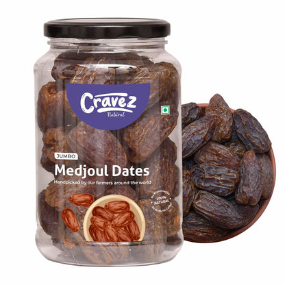 cravez Premium Medjool Dates (Medjoul) 400 Gram|Jumbo,Juicy,And Naturally Sweet|Healthy Snack & Energy Boost|High Fiber|Energy Boost With No Preservatives|King Of Dates|Diwali Gift Box,Fresh
