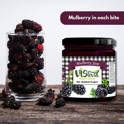 VIStevia Sugar Free Mulberry Jam (220 gm) | | Diabetic & Keto Friendly | Sweetened with Stevia and Erythritol | 100% natural | More than 60% whole berries | Tastes delicious…