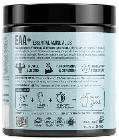 Sparkfusion 8500 mg Eaa+ & 6000mg Bcaa (300 gm) Essential Amino Acids | Pre/Intra Workout and Muscle Growth & Recovery | All 9 Essential Amino Acid EAA Powder (Black Berry)