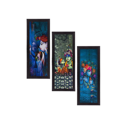 'Radha Krishna' UV Art Painting (Synthetic Wood, 53 cm x 41 cm, Set of 3, Satin Matt Texture, C3FPB2165)