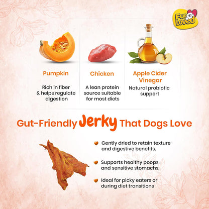Fur Loved Chicken & Pumpkin Jerky | High Protein Healthy Dog Treats | 30 gram