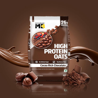 MuscleBlaze High Protein Oats (Cocoa Rich Chocolate, 400g) | 26g Protein | Breakfast Cereals for Weight Management | 26g Protein | Breakfast Cereals for Weight Management