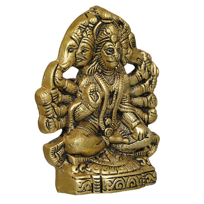 Premium Metal PanchMukhi Hanuman for Door Entrance Idol Statue Murti for Home and Pooja Decor | Diwali Puja Items for Home Decor (Gold, 5.5 Inches)