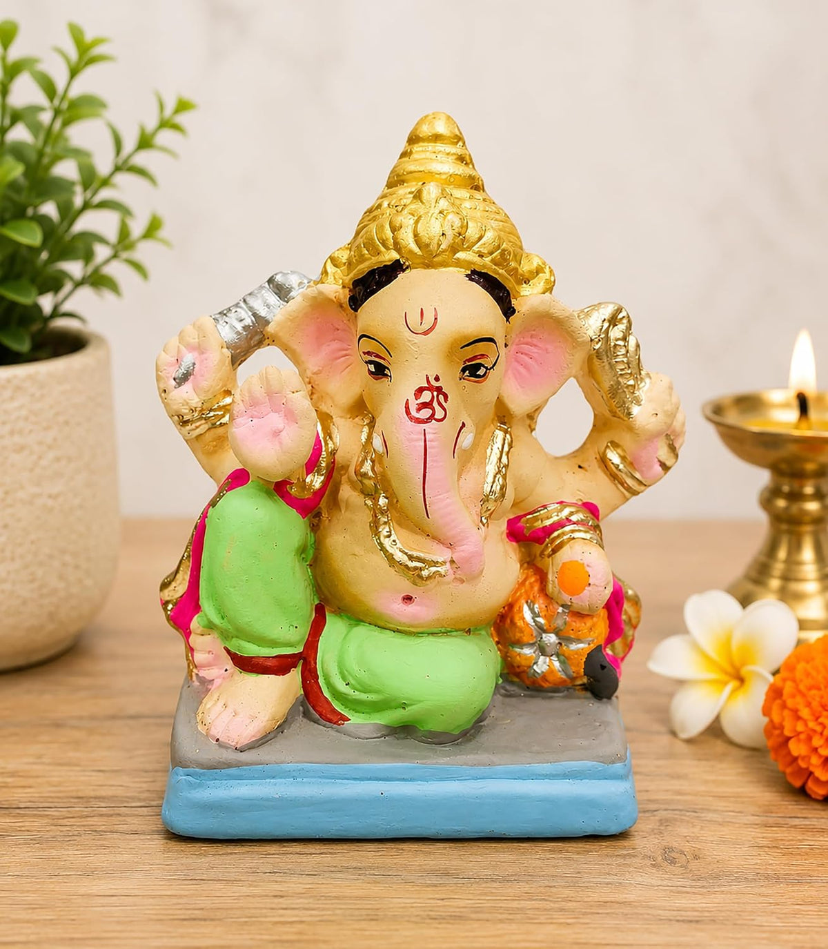 100% Eco-Friendly Clay Ganesh Idol Ganesh Ji Murti for Visarjan 4.5 Inches | Shadu Mati Ganesh Murti | Clay Ganpati Idol for Home | Ganpati for Ganesh Chaturthi | Home Decor