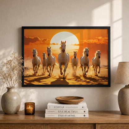 7 Horse Vastu Wall Painting (Landscape Collection) (Natural, Design 16, 48L x 33W cm)