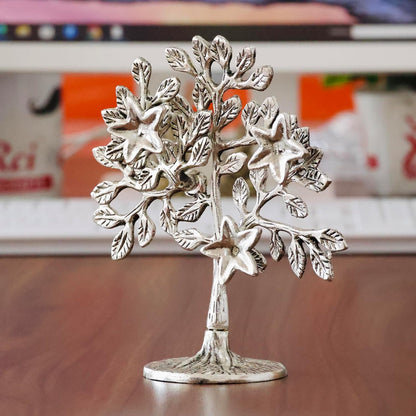 Metal Kalpavriksha Tree Showpiece Trees of Life - Home Decor - Gift for Good Luck Vastu and Fengshui - Best in Living Room Table Decoration with Antique Polish Silver