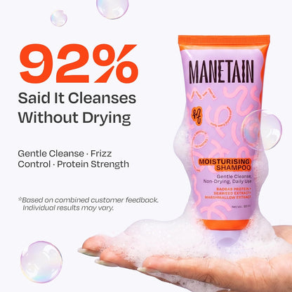 MANETAIN Moisturising Shampoo 50ml for Curly, Dry & Frizzy Hair | Sulphate & Paraben Free | Hydrates & Strengthens with Baobab Protein, Seaweed & Marshmallow Extract | CG-Friendly, Gentle Cleanser for Soft, Defined Curls