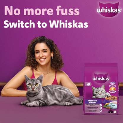 Whiskas Adult (1+ Years) Dry Cat Food, Mackerel Flavour, 480 g, Contains 41 Essential Nutrients, Complete & Balanced Nutrition for Adult Cats