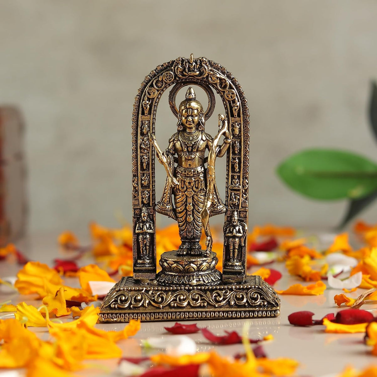 Ram Lala Brass Statue | Handcrafted Lord Ram Idol for Mandir and Temple Decor | Housewarming and Wedding Gift (Design01: L5 x W4 x H8 cm)