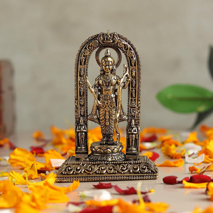 Ram Lala Brass Statue | Handcrafted Lord Ram Idol for Mandir and Temple Decor | Housewarming and Wedding Gift (Design01: L5 x W4 x H8 cm)