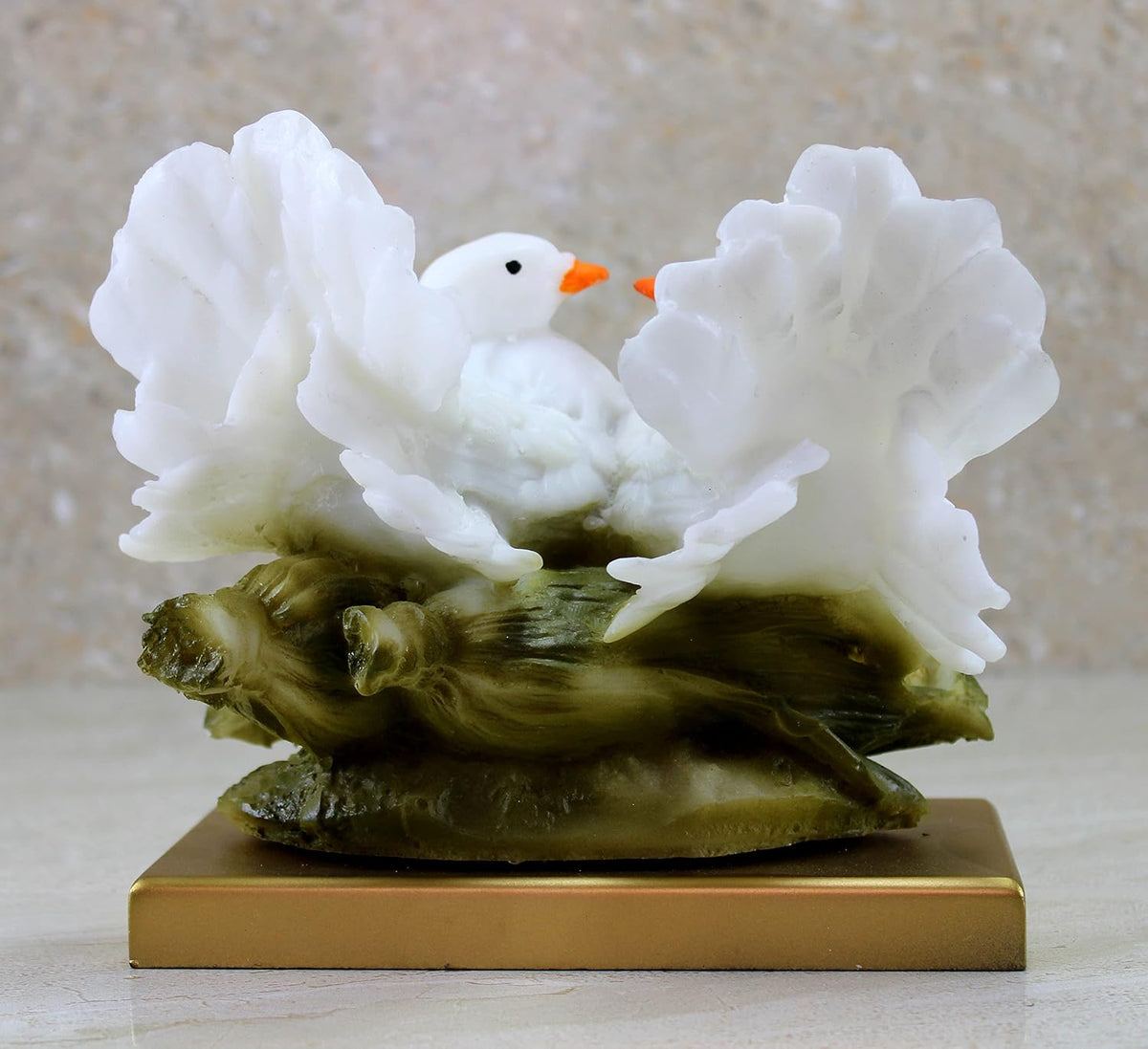 Resin Two Love Birds Fantasy Showpiece-6 Inches Height|Love Birds Statue For Goodluck,Gifts,Decorative,White