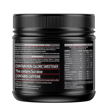 MuscleBlaze Pre Workout 200 Xtreme (Berry Bolt, 60 Servings, 200g) | 200mg Caffeine, 200mg Theanine, 2000mg Beta Alanine, 3000mg Citrulline