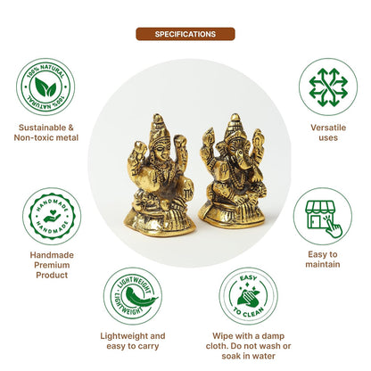 Laxmi Ganesh Figurine | Decorative God Idol for Home | Pooja Idol & God Murti | Diwali Decoration & Gift Article (L7 x W7 x H10 cm)