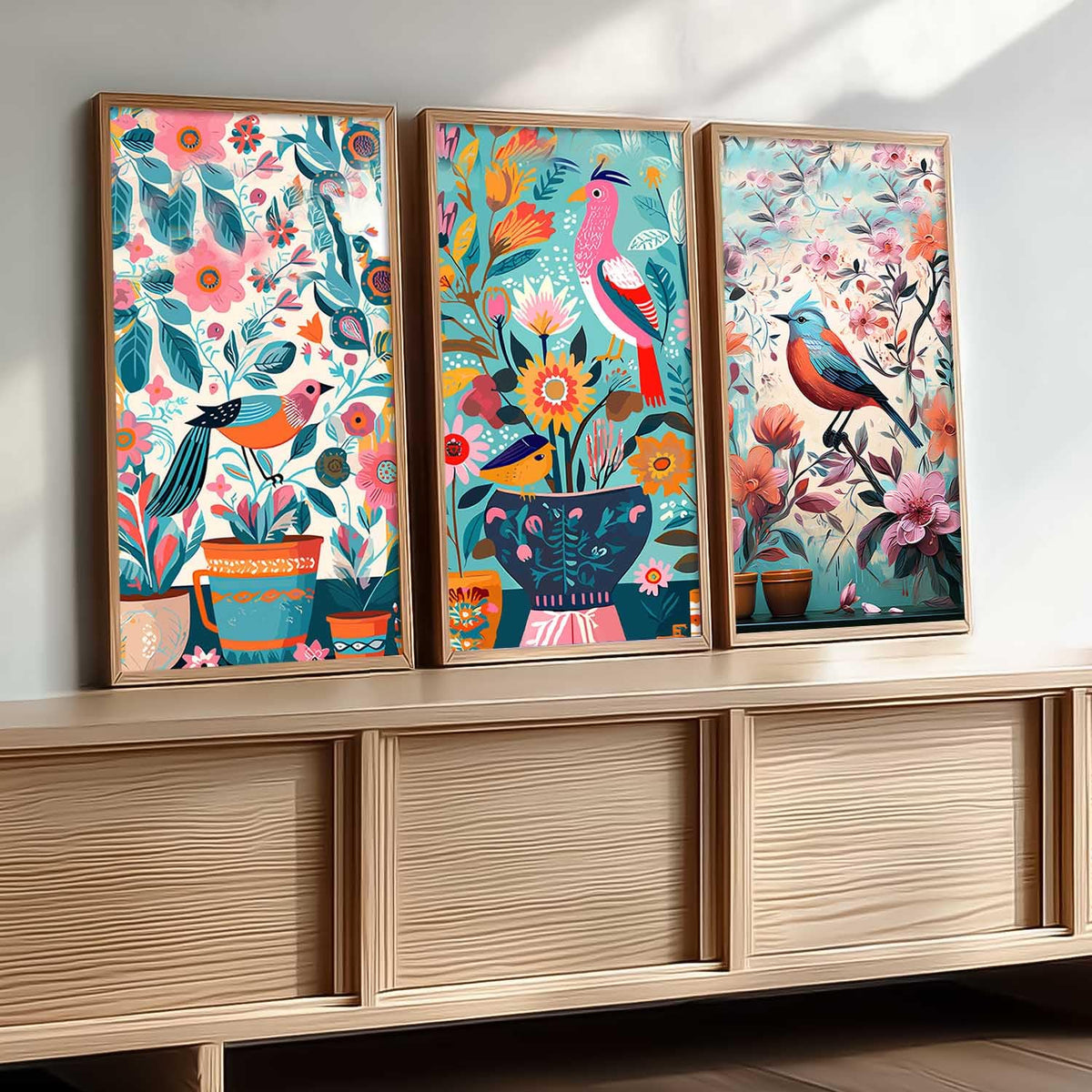 Aesthetic Modern Art Wall Painting Decorative Abstract Home Decoration Frame With For Living Room Bed Room Hotel Wall Decor Digital Reprint Engineered Wood Set of 3 (Art 7, 10x19 inch)