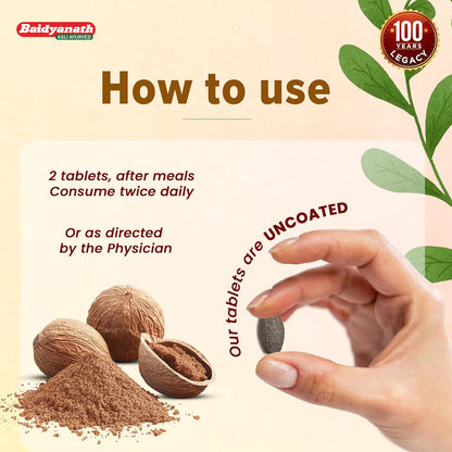 Baidyanath Triphala -60 Tablets | Ayurvedic Blend of Amla, Haritaki & Baheda | Supports Digestion & Gut Health |