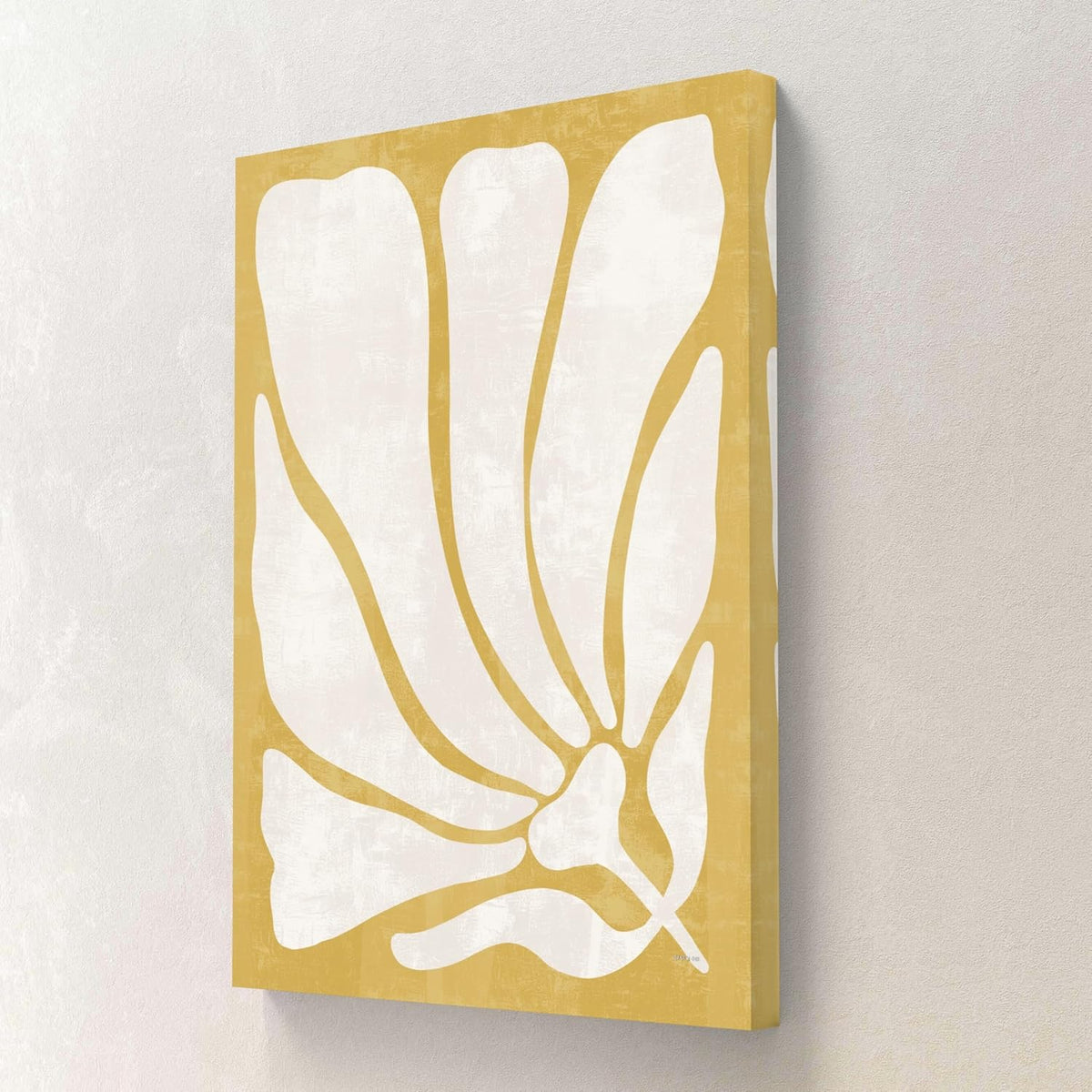 Abstract Botanical Framed Canvas Wall Art – Yellow & White Minimalist Floral Print | Modern Nature-Inspired Wall Décor for Bedroom, Living Room & Office (18 x 24 Inch) CVD-366