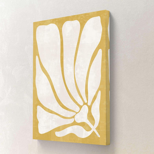 Abstract Botanical Framed Canvas Wall Art – Yellow & White Minimalist Floral Print | Modern Nature-Inspired Wall Décor for Bedroom, Living Room & Office (18 x 24 Inch) CVD-366