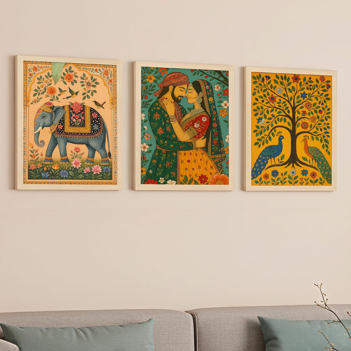 Rousrie Madhubani Wall Art Painting | Framed Wall Paintings For Home Décor | Wall Decoration Painting | Frames For Home Décor Office Frame Living Room (Design 6)