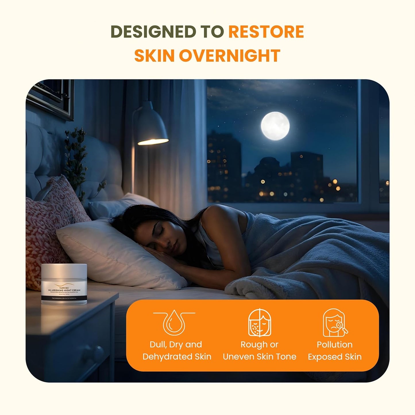 Wellwith by Ayuzera Nourishing Night Cream with SPSH with Hyluronic Acid and Sea Buckthorn Berry (50ml, Pack of 1)