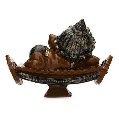 Beautiful Handcrafted Resine Little Ganesha Sitting on dholka Idol Sculpture | Showpiece for Home Decor and Office (BROWN01)