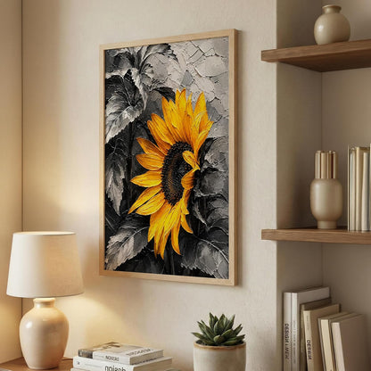 Sunflower Monochrome Framed Wall Art, Natural, 10x13 Inches