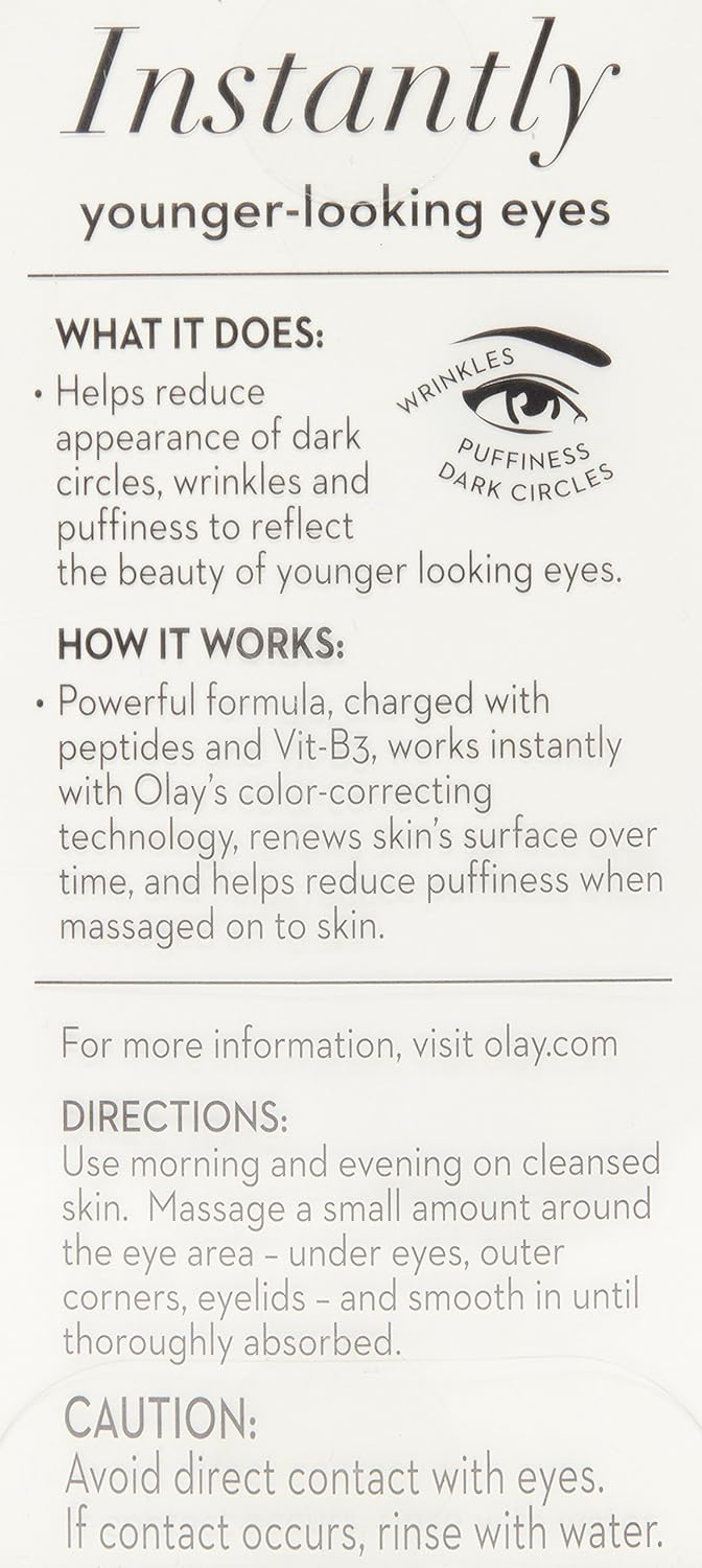 Product description for eye cream with text on a white background