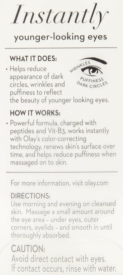 Product description for eye cream with text on a white background