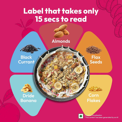 True Elements Fruit & Nut Crunch Muesli 700g | Fruit and Nuts | Cereals for Breakfast | Rich in Fibre | Muesli with Oats and Nuts