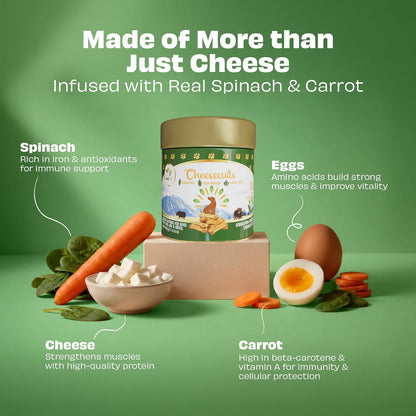 Pawfect Cheesecuits - Cheese Biscuits with Carrots, Spinach & Eggs for Gogs - 100% Natural - Grain-Free - Hypoallergenic - Rich in Antioxidants - High-Protein Dog Training Treats (100g/3.53oz)