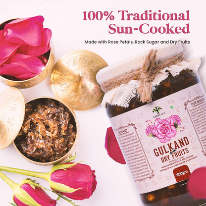 Vanalaya Natural Organic Gulkand Prepared using Sun Cooked Damask Rose along with Dry fruits | Natural | Organic -600 grams