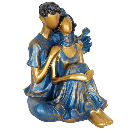 Presents New Romantic Couple Showpiece (Blue), Resin, 10 cm, 7 cm