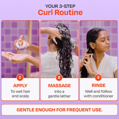 MANETAIN Moisturising Shampoo 50ml for Curly, Dry & Frizzy Hair | Sulphate & Paraben Free | Hydrates & Strengthens with Baobab Protein, Seaweed & Marshmallow Extract | CG-Friendly, Gentle Cleanser for Soft, Defined Curls