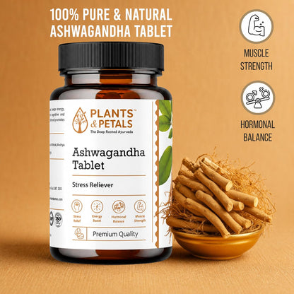 PLANTS & PETALS Ashwagandha Tablets, 60 Tablets Ayurvedic Ashwagandha tablets crafted for daily wellness, strength, stamina and vitality.