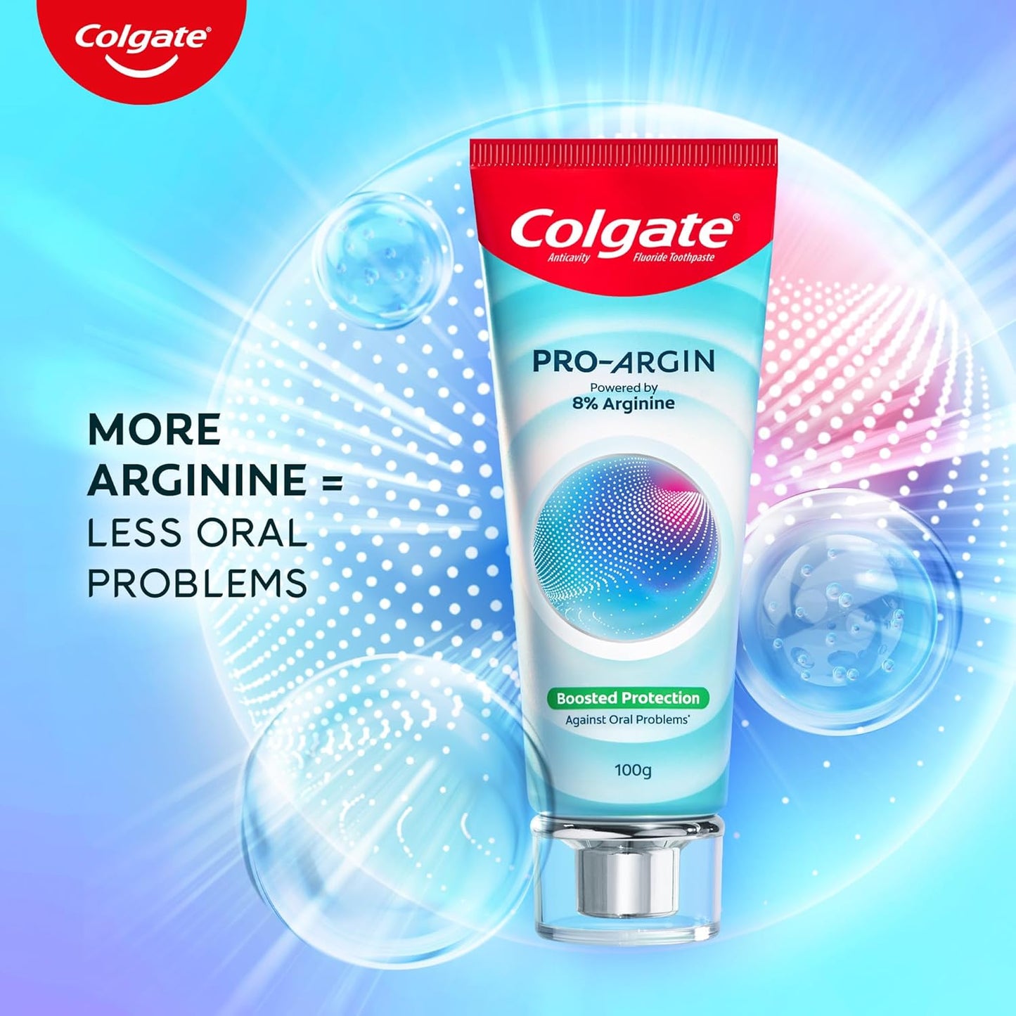 Colgate Pro Argin Toothpaste, Sensitivity Protection in 60 Seconds, 8% Arginine, Boosted Protection against Sensitivity, Enamel Damage, Oral pH, Cavities (100g)