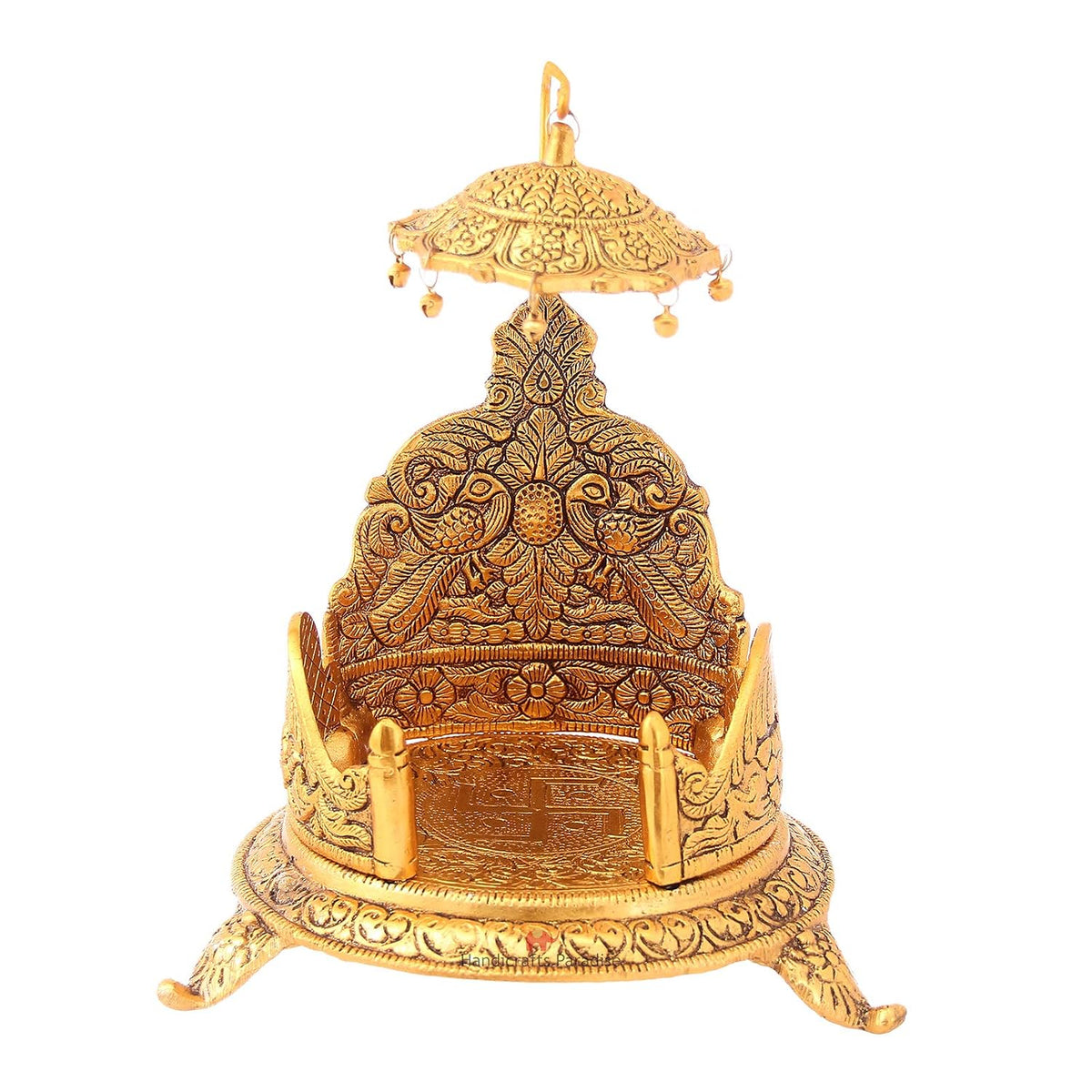 Big Aluminium Metal Antique Golden Finish Singhasan Laddu Gopal aasan, 1 Piece
